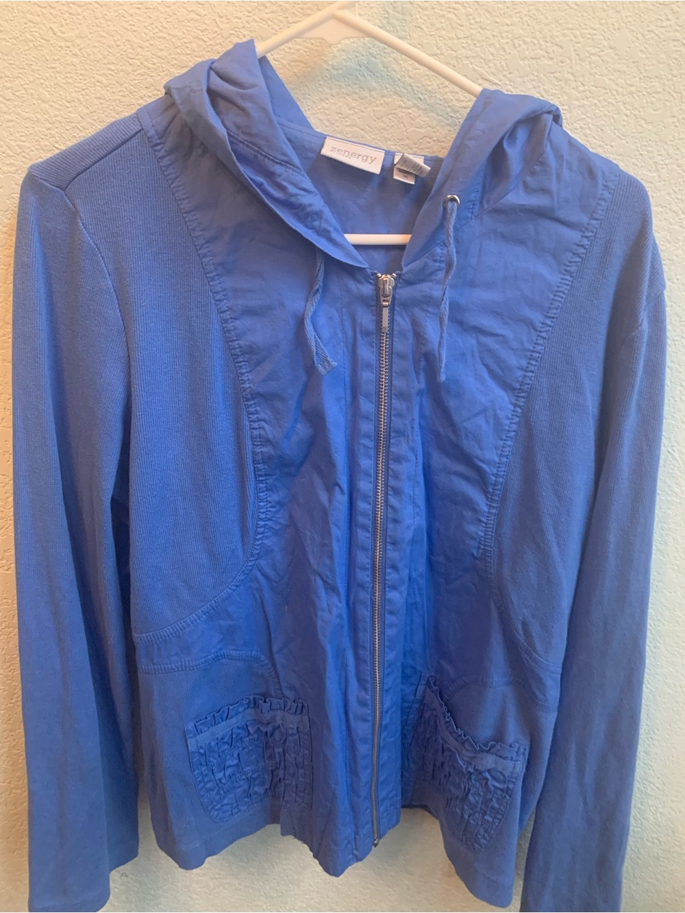 Lightweight Hooded Zip Jacket in Cornflower Blue by Eenergy